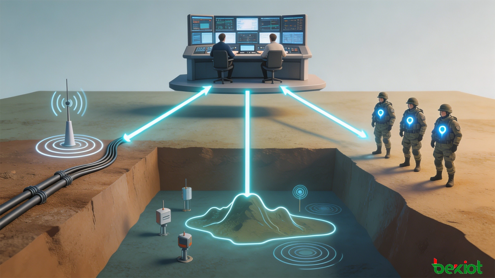 集成煤矿电话、漏泄电缆无线通信、人员定位、环境监测与指挥中心的井下煤矿调度指挥架构