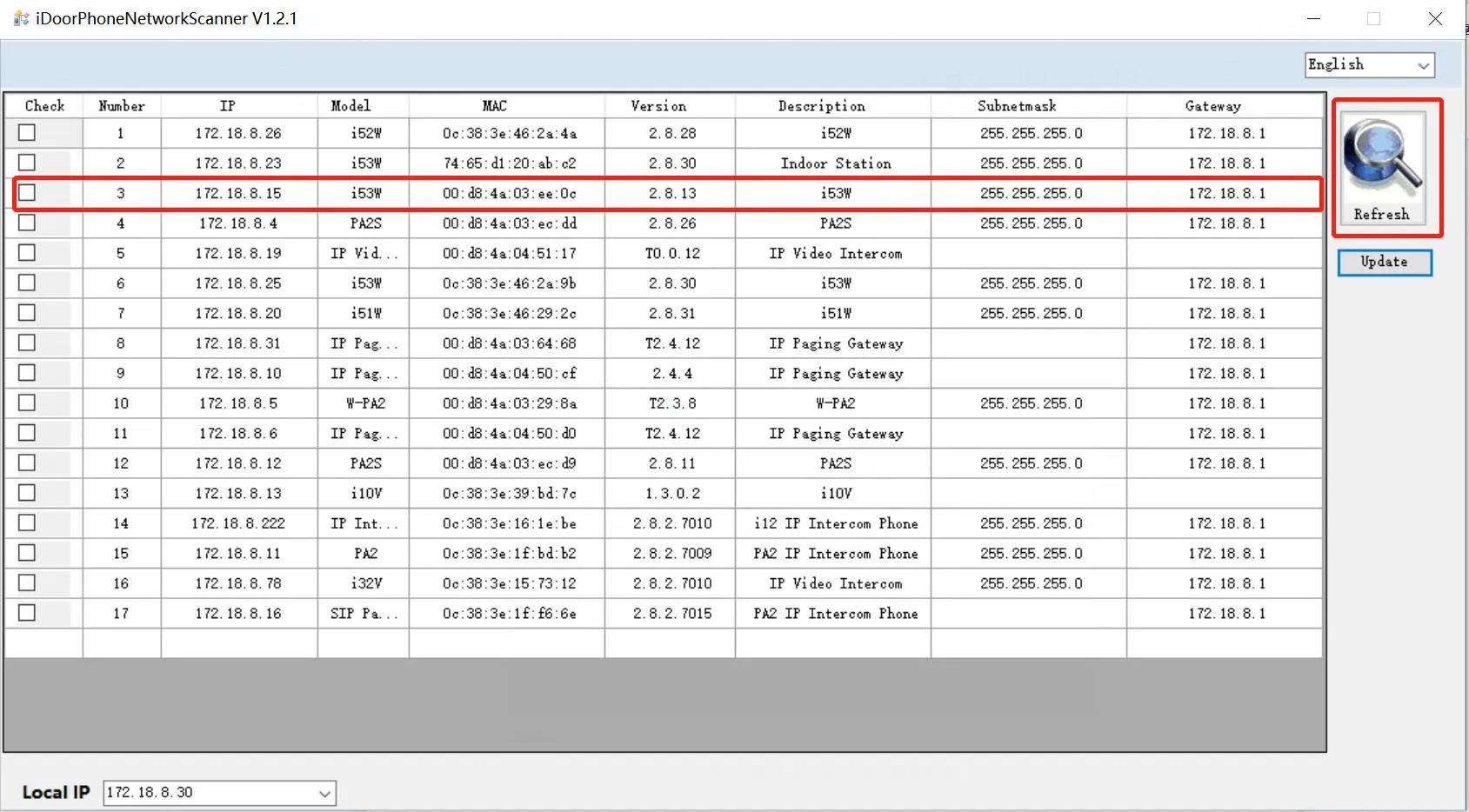 i53W IP扫描结果列表