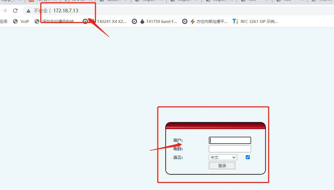 在网页界面中输入IP地址