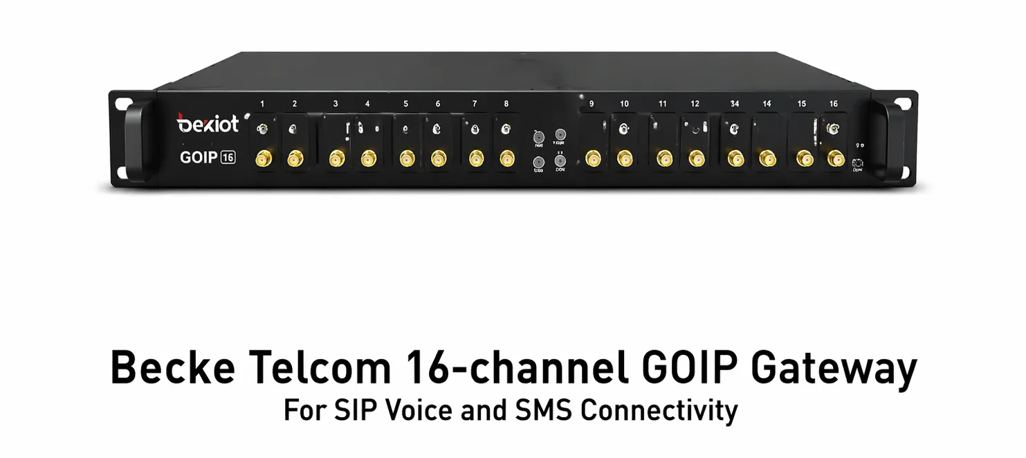 Becke Telcom 16-channel GOIP gateway for SIP voice and SMS connectivity