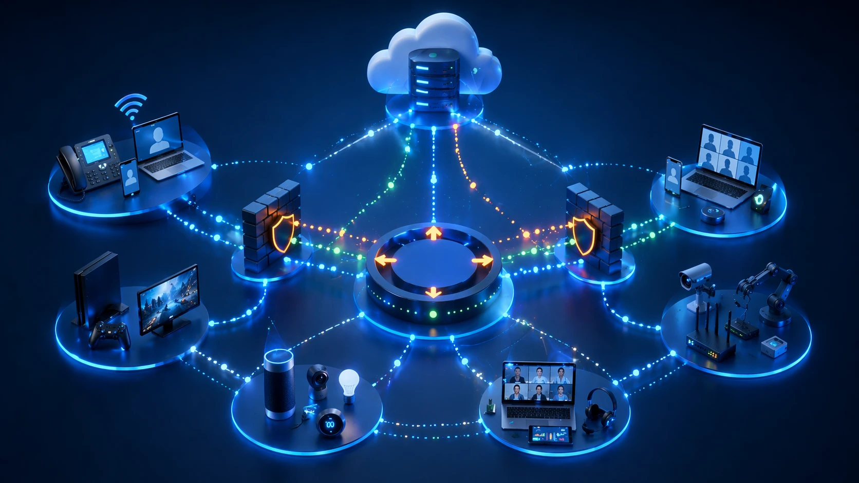图示:展示了NAT穿透在VoIP、WebRTC会议、在线游戏和远程边缘设备通信中的应用 图示:展示了NAT穿透在VoIP、WebRTC会议、在线游戏和远程边缘设备通信中的应用