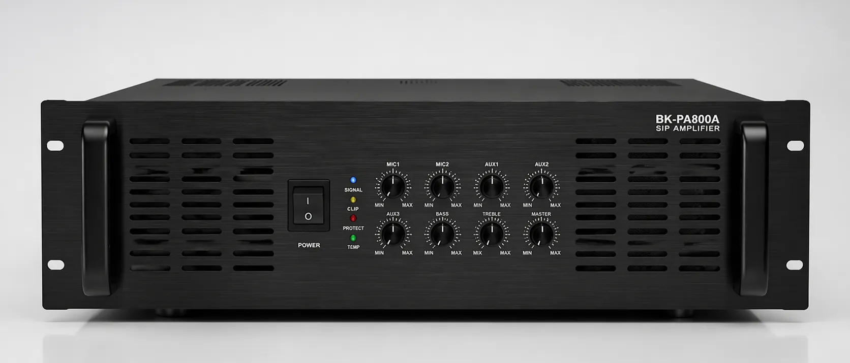 大功率机架式安装的BK-PA800A SIP功放正面视图