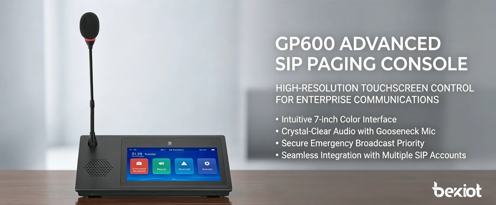 GP600 SIP麦克风正面设计与触摸屏