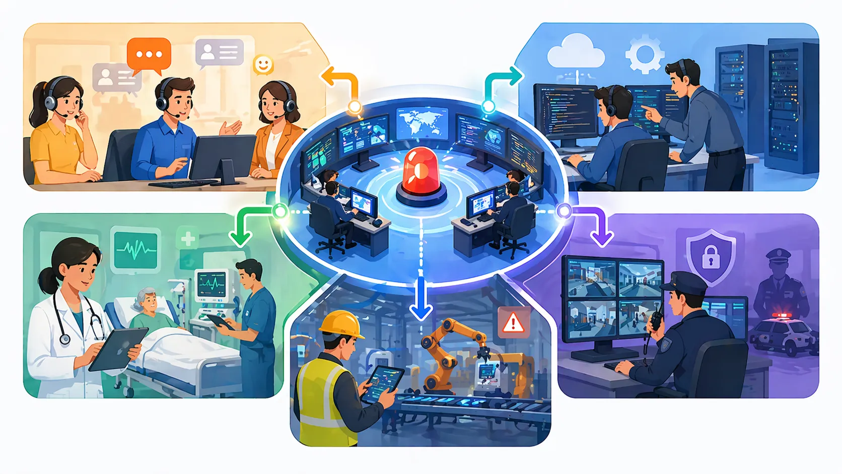 升级流程在医疗、工业报警响应和运营通信环境中的应用