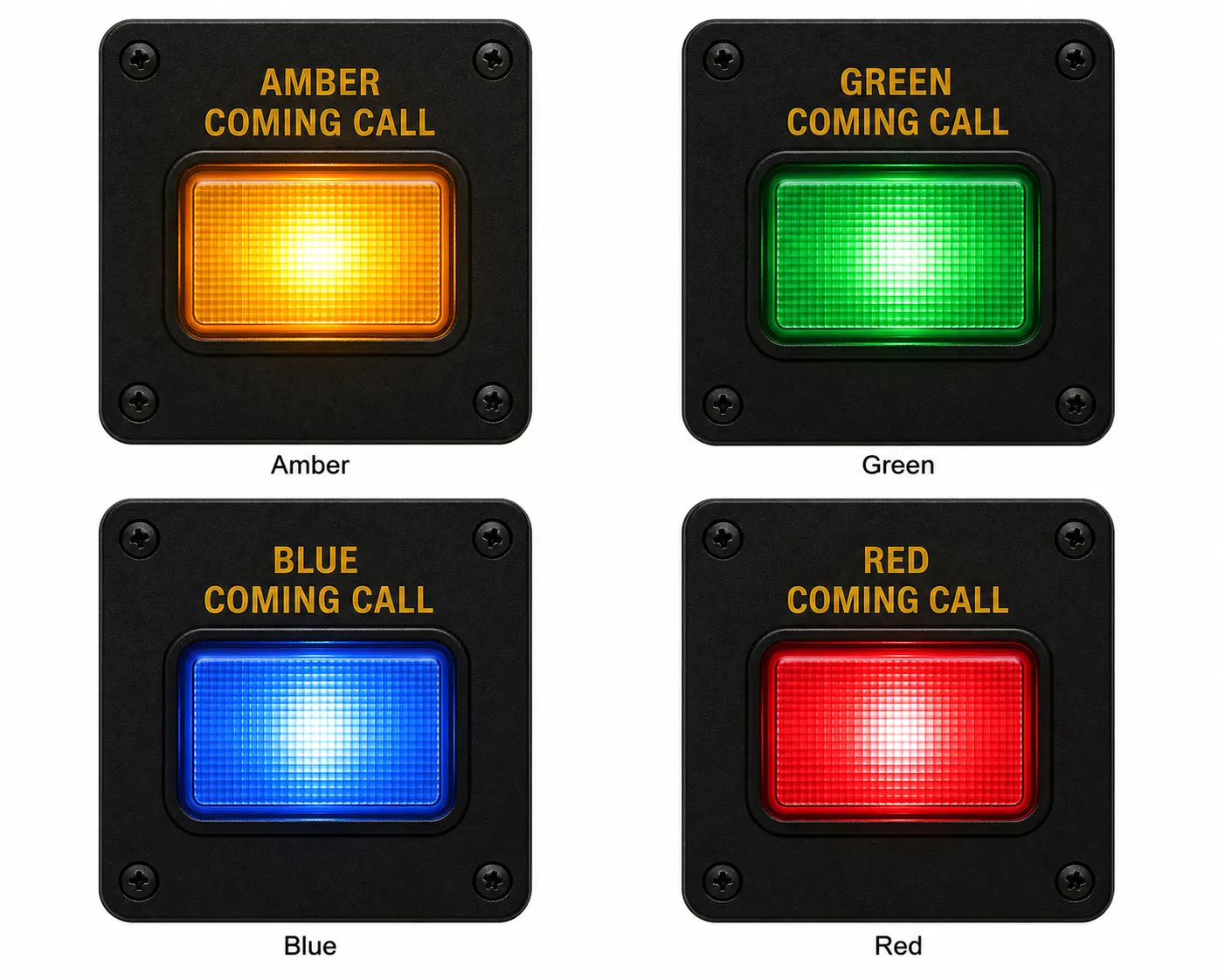 Optional color coming call indicators in amber green blue and red
