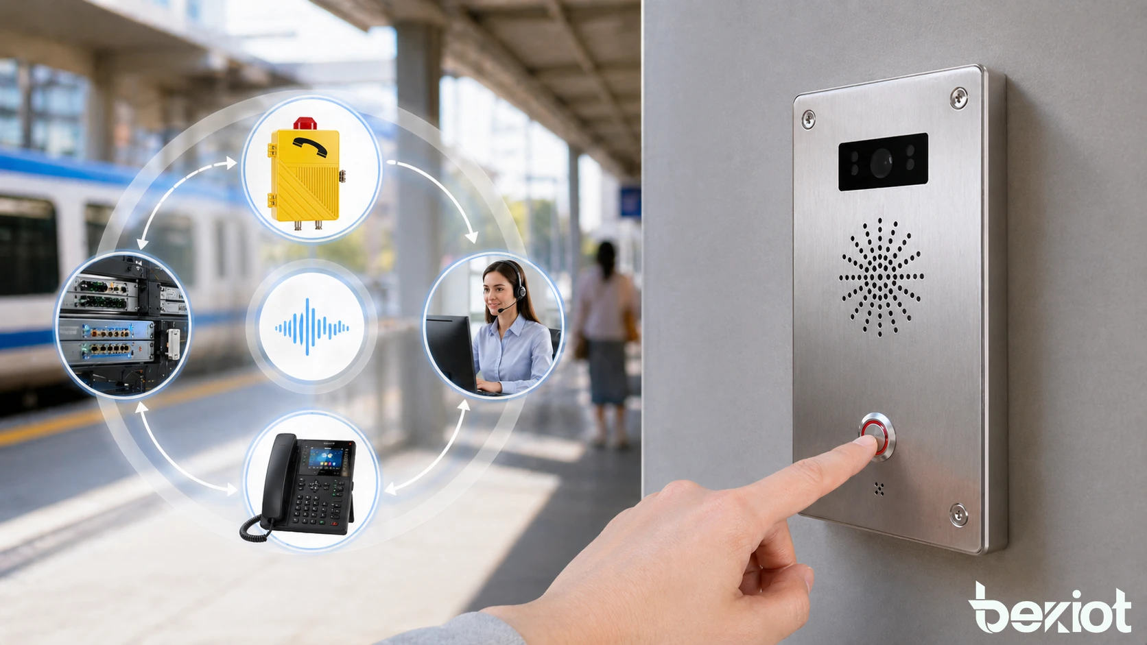 带有醒目呼叫按键、清晰身份标识及控制室联动的工业或公共通信终端