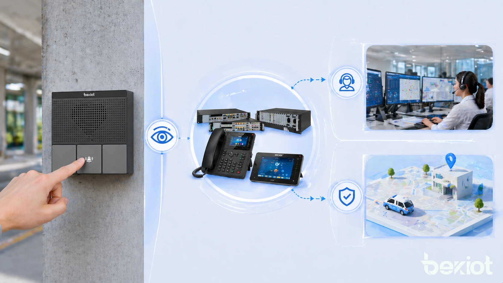 呼叫按键在园区求助点、交通终端、工业作业区及紧急通信站中的部署