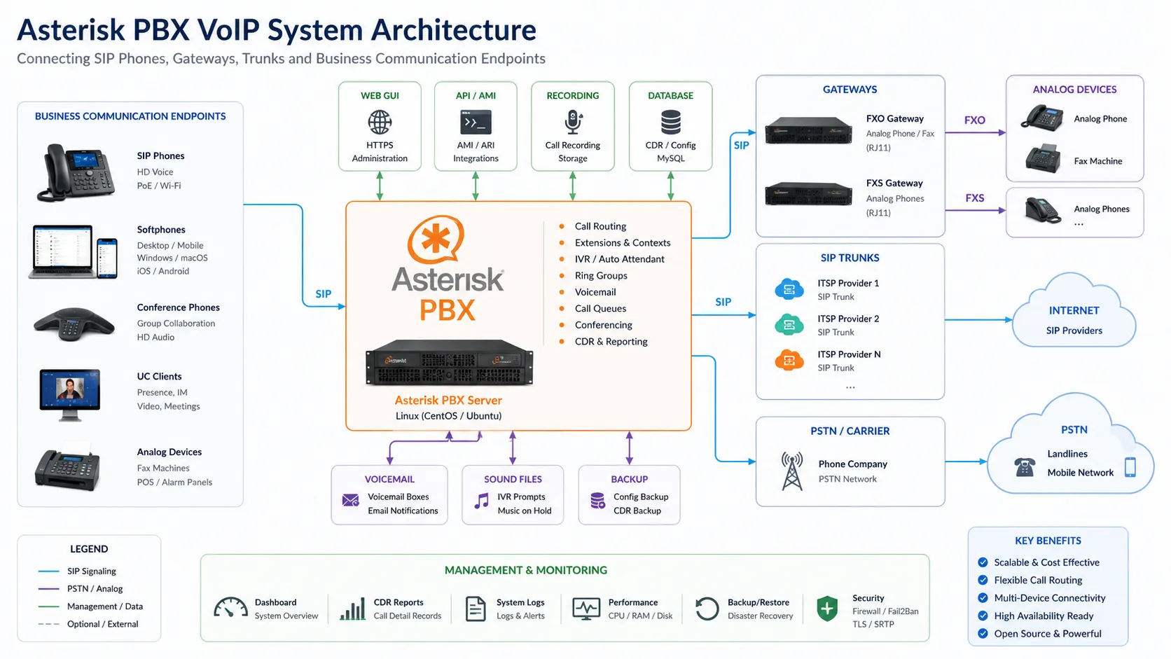 什么是 Asterisk PBX？功能、VoIP 架构与企业应用
