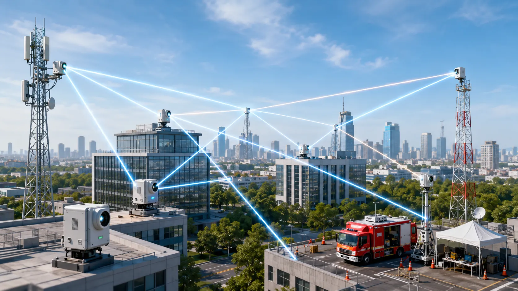 连接 5G 基站、企业建筑和应急通信站点的光无线 Mesh 网络