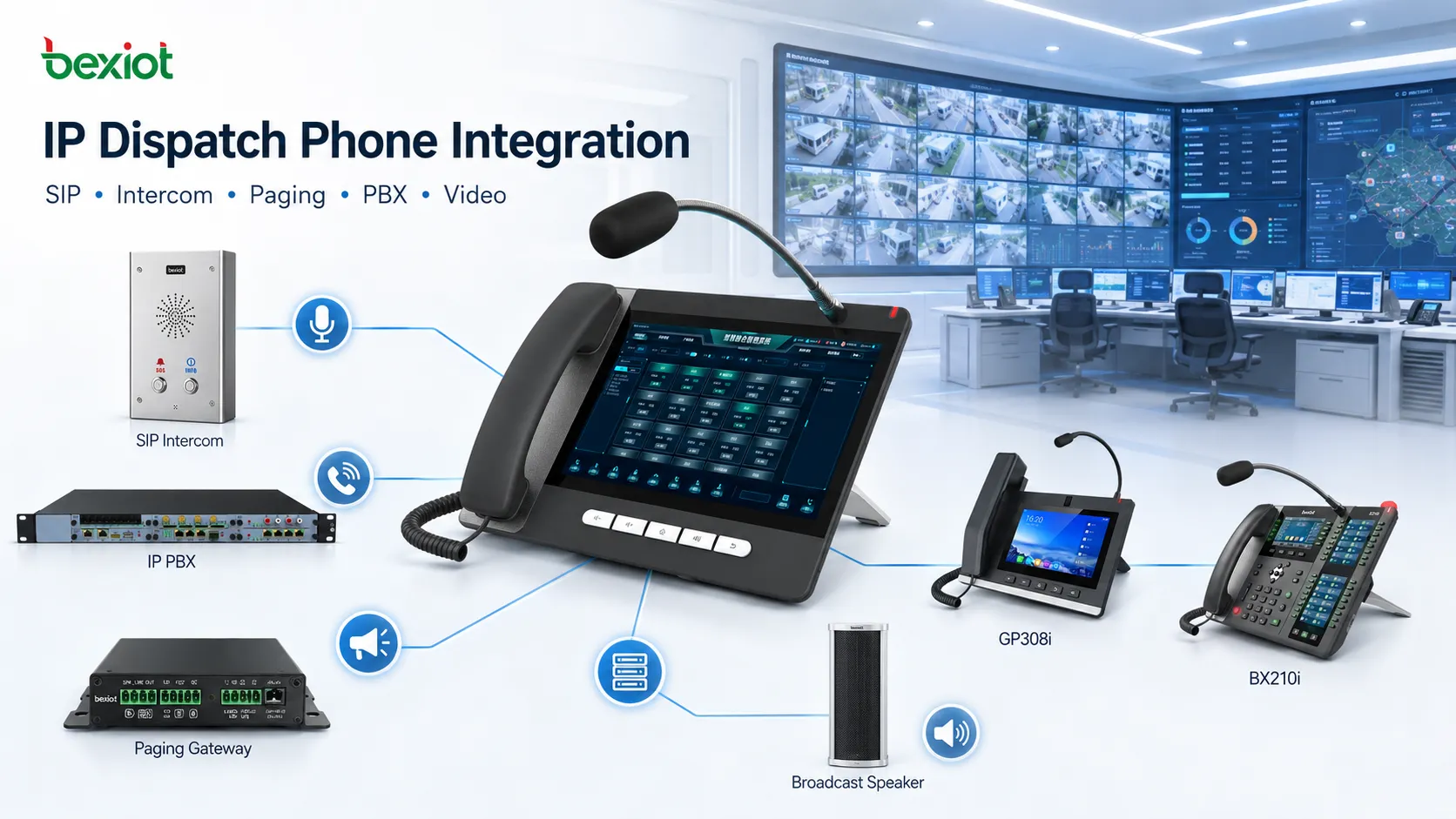 IP调度电话与SIP对讲、IP PBX、寻呼网关、视频终端和安保控制室集成