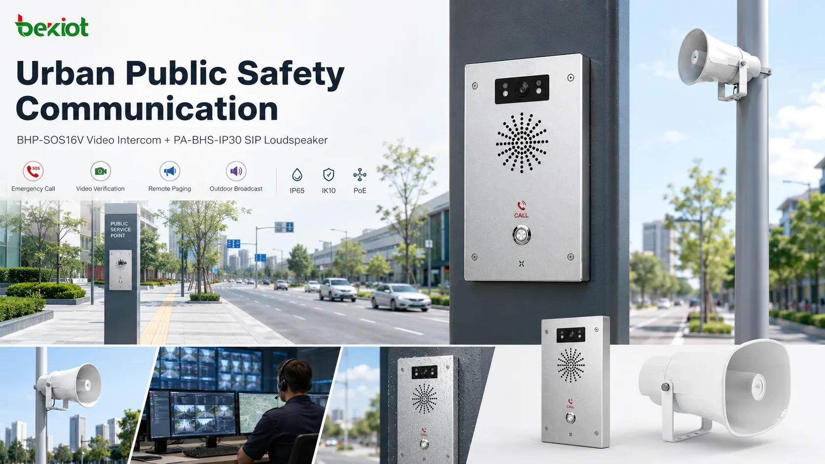 安装在公共街道并用于户外公告和紧急广播覆盖的PA-BHS-IP30 SIP扬声器