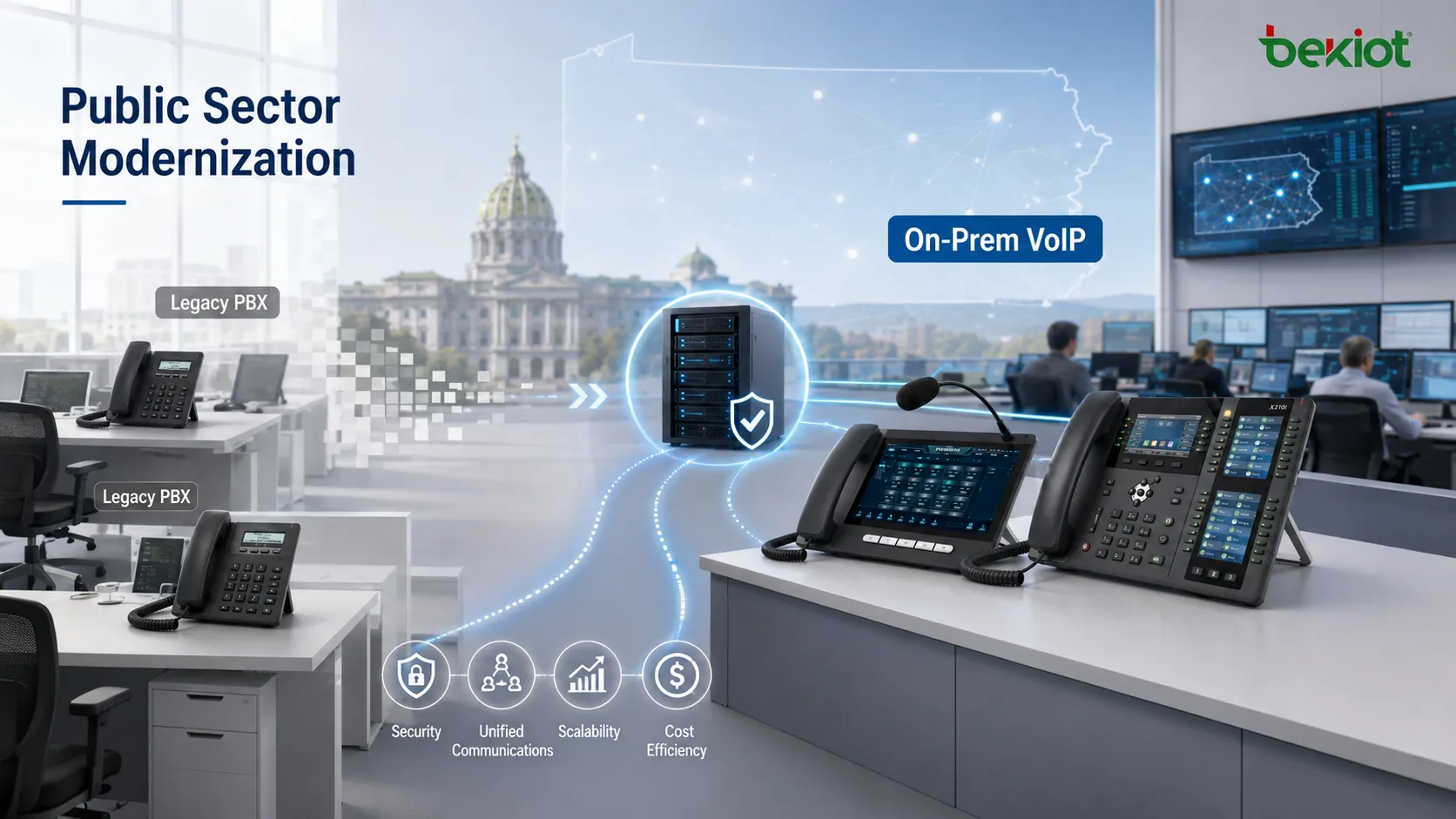 宾夕法尼亚州 PBX 与 VoIP 项目在哈里斯堡、费城和匹兹堡开展规划、设计、实施、迁移与支持