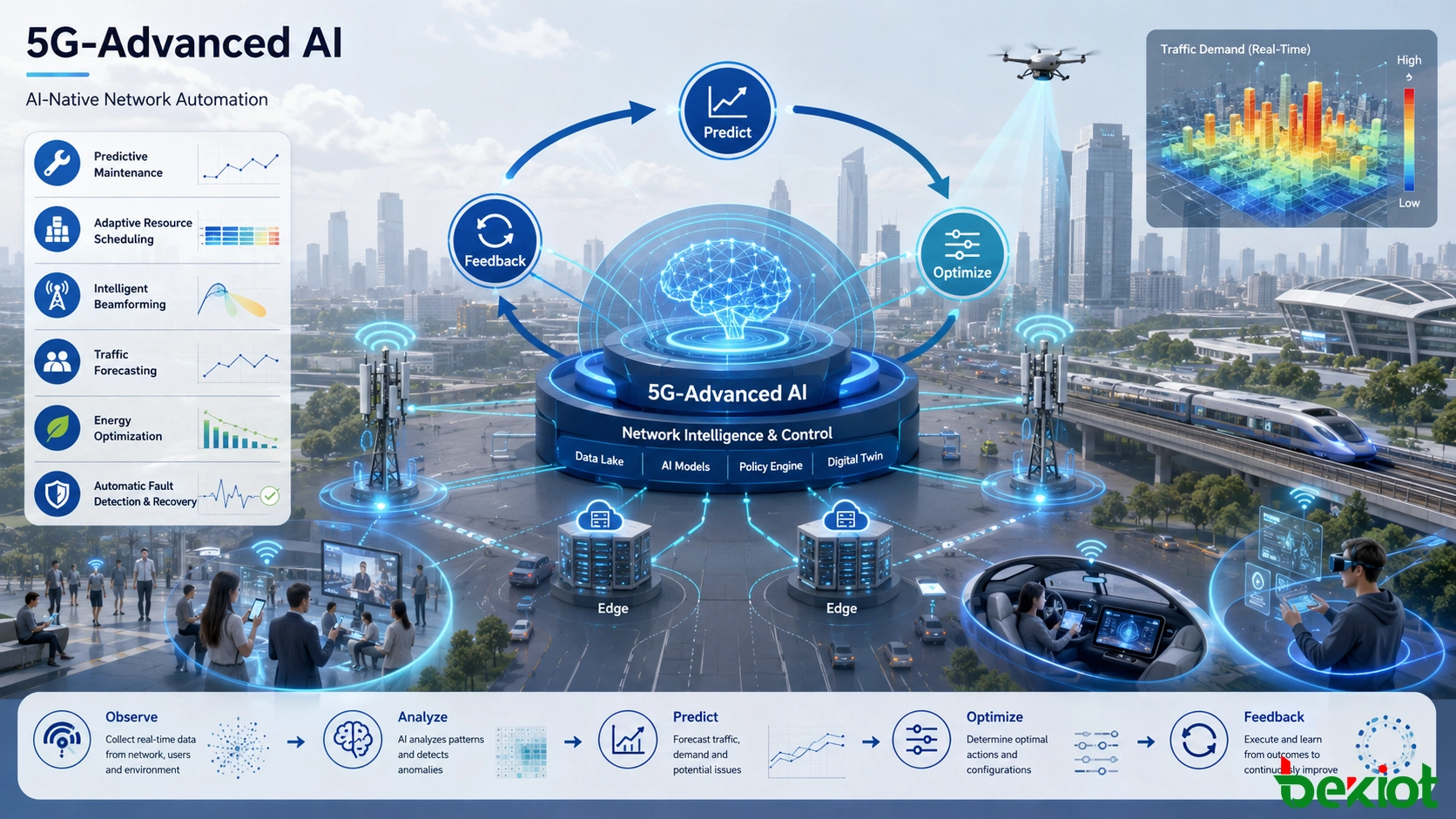 5G-Advanced AI闭环网络自动化，用于预测、资源调度、波束赋形和能量优化