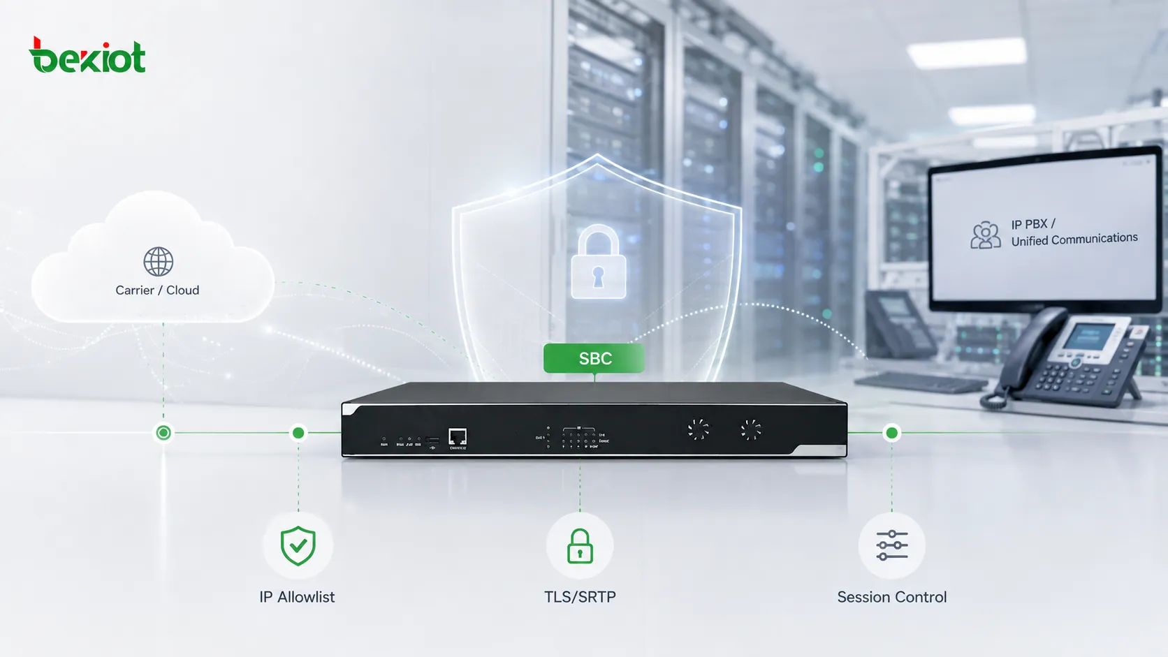 企业 SIP 中继通过 SBC、访问控制、加密信令和异常话务监控，在 VoIP 网络边界获得保护