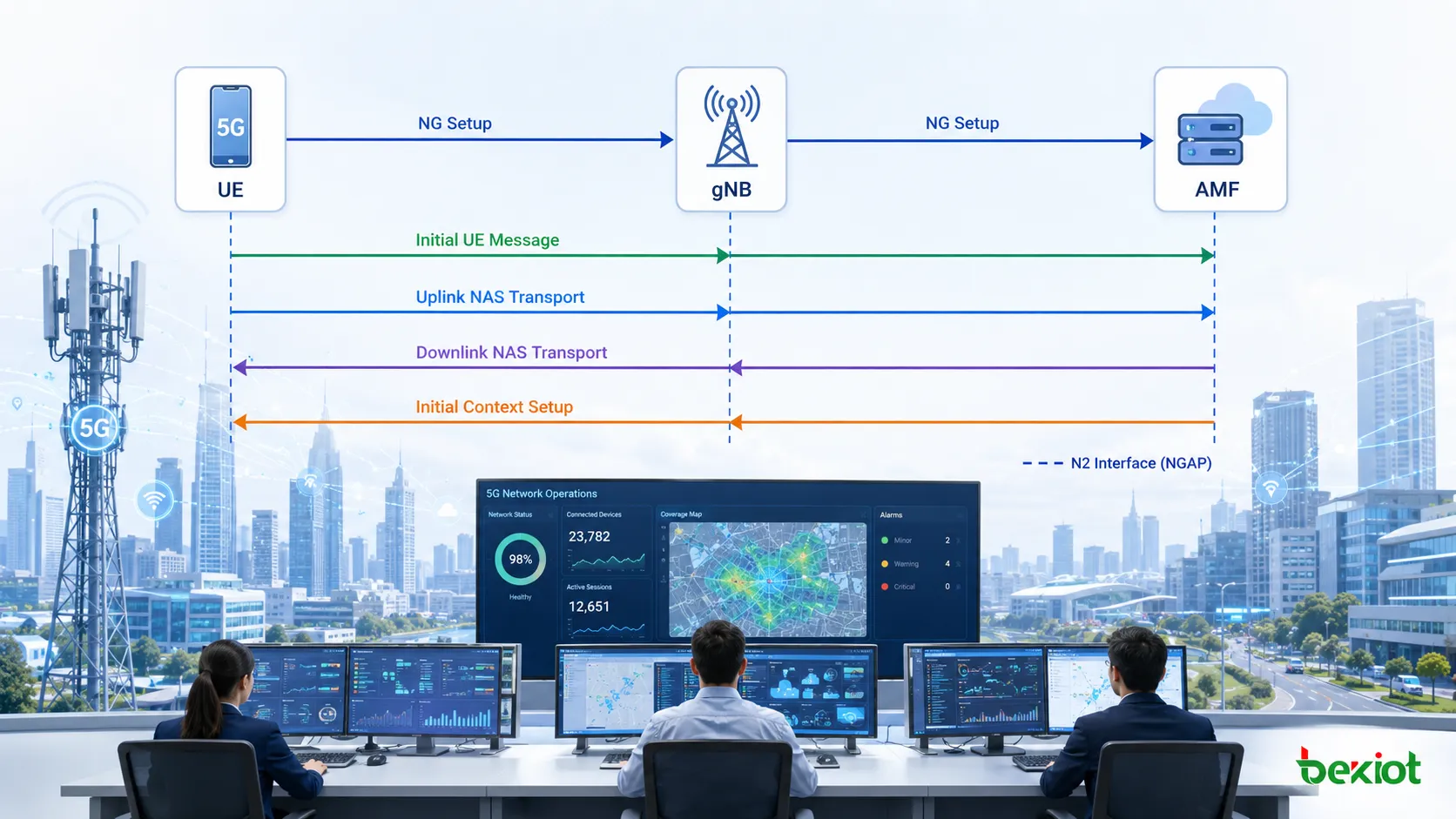 从NG Setup、Initial UE Message、NAS Transport到Initial Context Setup的典型5G N2信令顺序