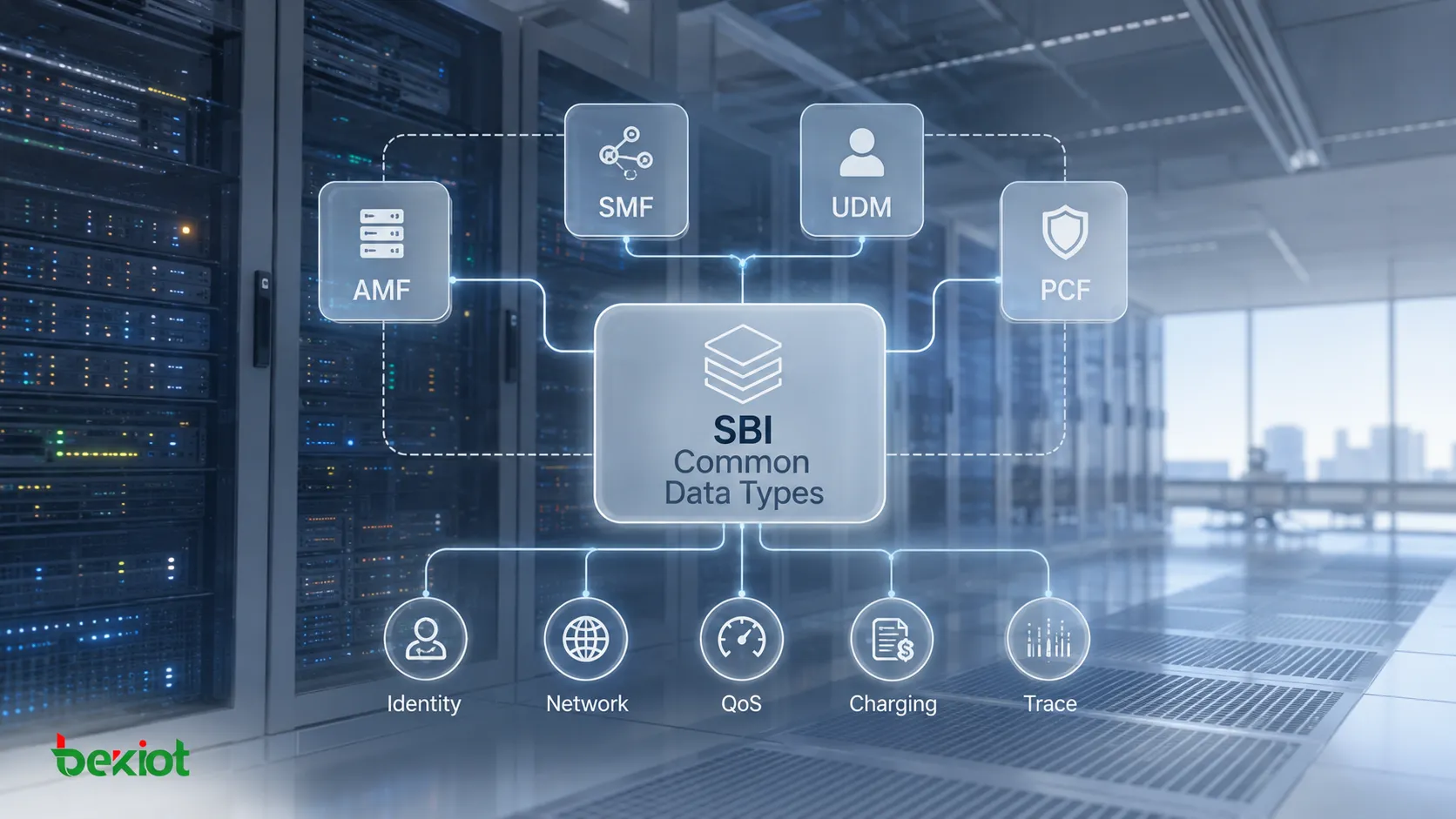 AMF、SMF、UDM和PCF共享的5G核心网SBI通用数据类型，涵盖标识符、网络信息、QoS、计费和跟踪参数