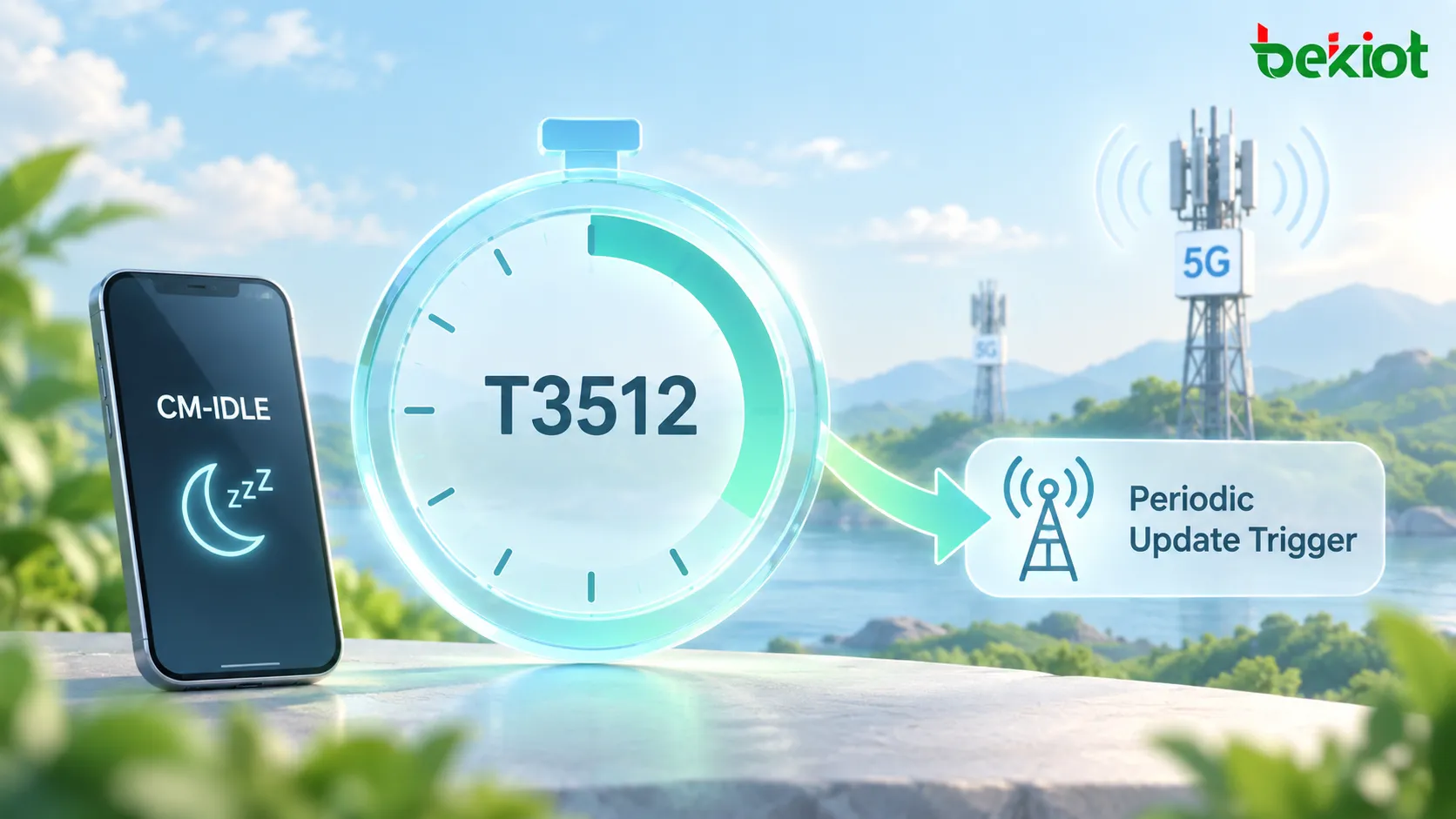 在5GC周期性注册更新中，UE完成注册后进入CM-IDLE，T3512开始运行；定时器到期后，UE重新建立信令连接并发起周期性注册更新
