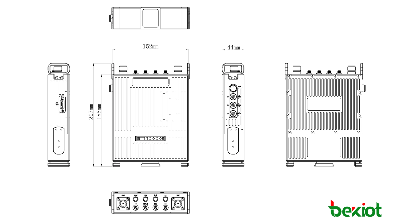 MEB92 SDR MANET背负式基站尺寸207 × 152 × 44 mm