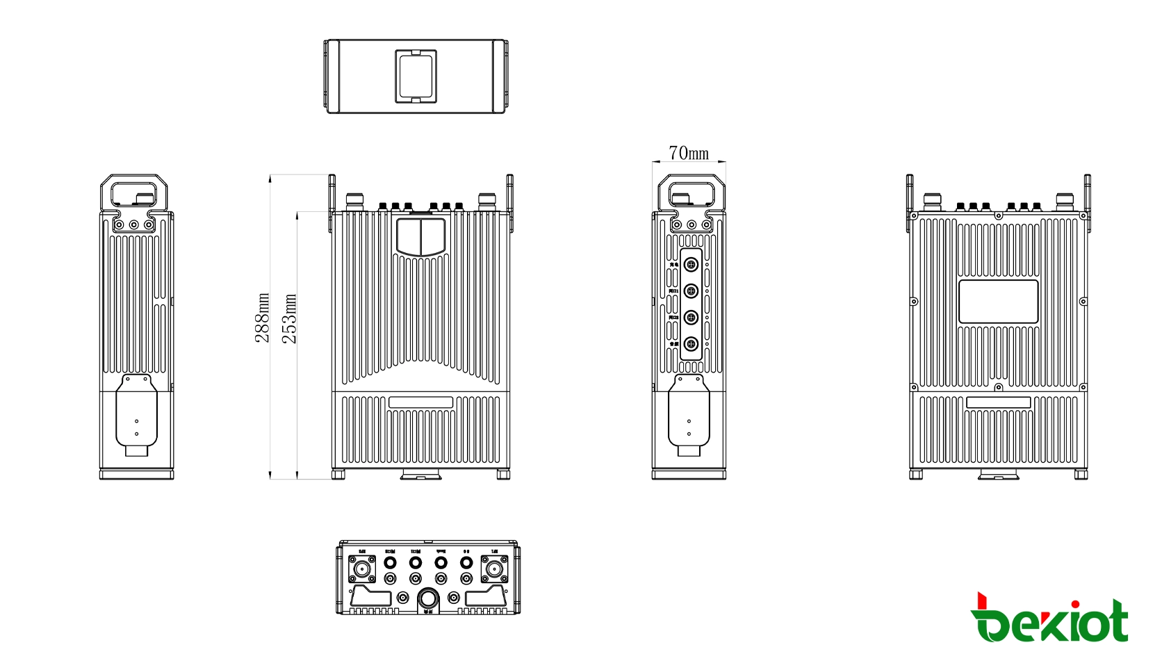 MEB92高功率SDR MANET背负式基站尺寸288 × 174 × 70 mm
