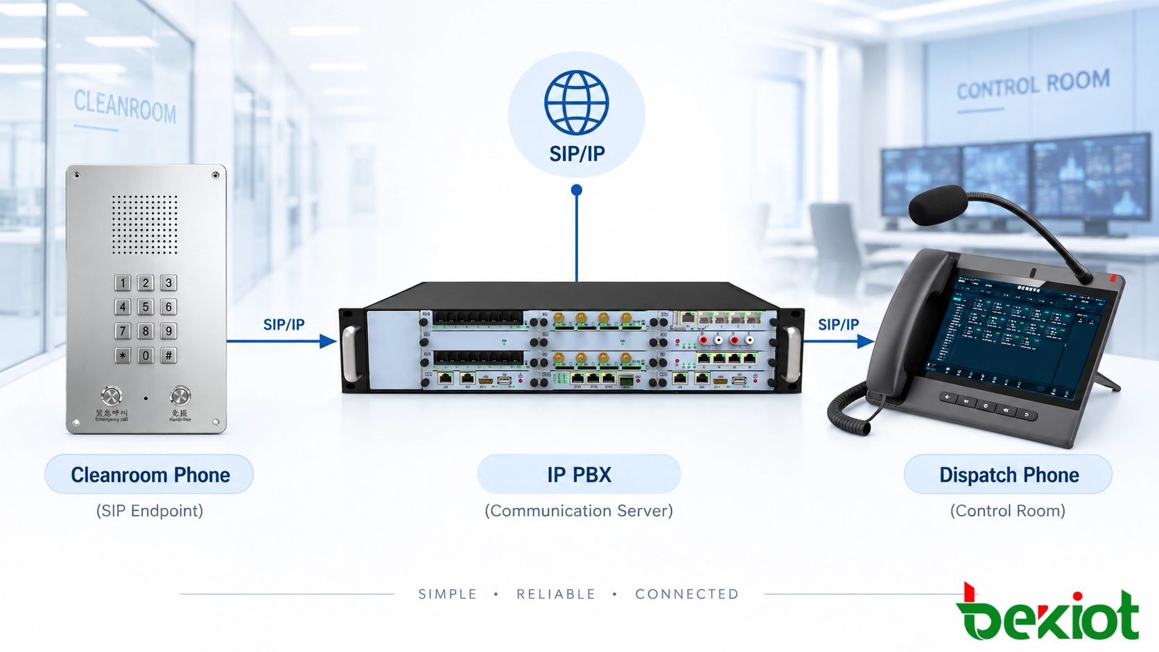 与 IP PBX 通信系统连接的 SIP 洁净室电话