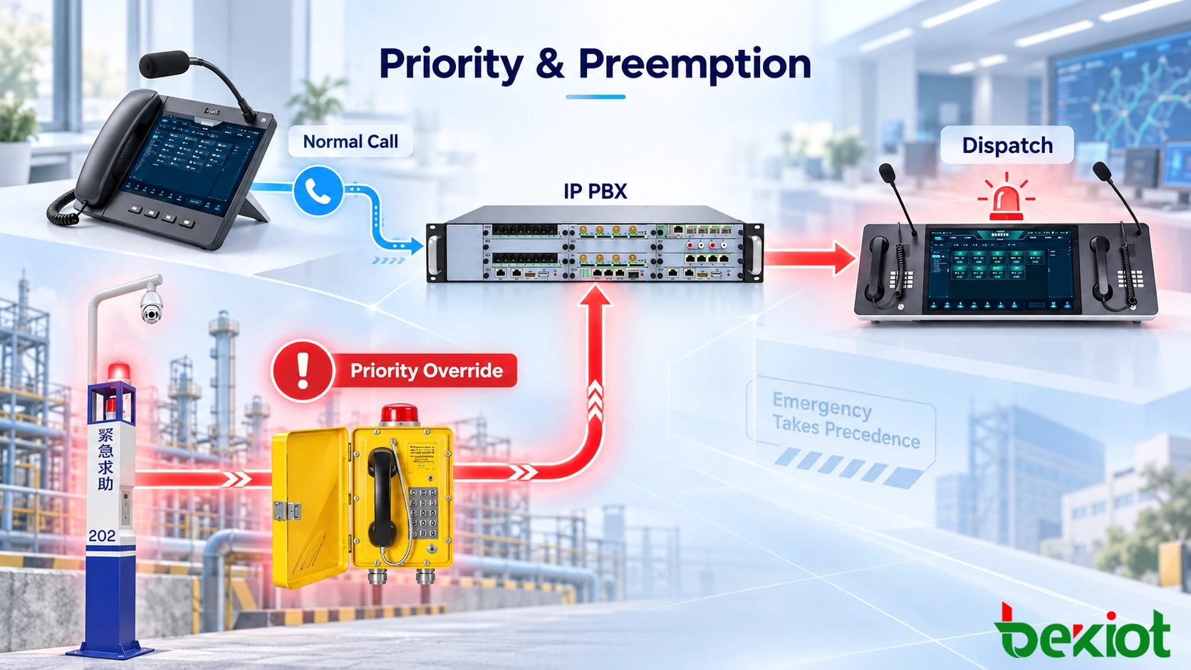 带 IP PBX 和调度控制台的 SIP 优先呼叫架构